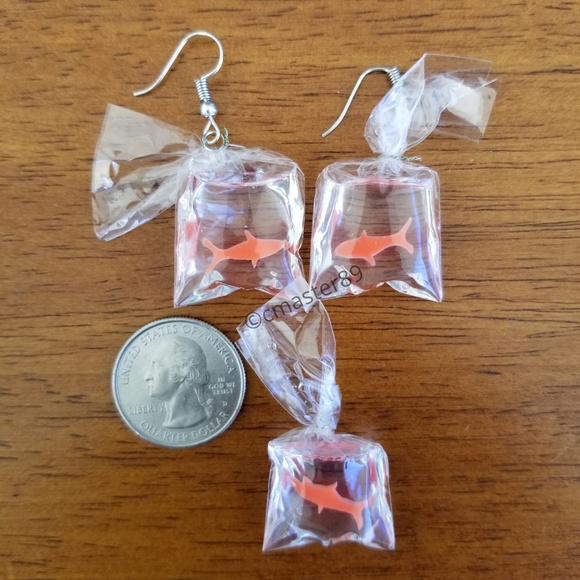 Clear Fish In A Bag Earring & Pendant Set - NEW - Picture 8 of 8